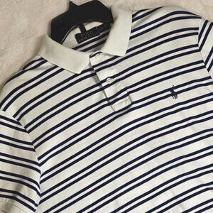 Ralph Lauren Polo Shirt Mens Large Casual Short Sleeve Soft Stretch Striped